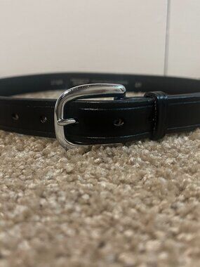 Black Leather Horsebit Belt
